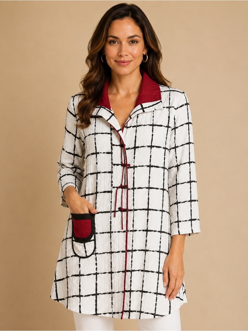 Ali Miles Abstract Grid Tunic Top | Modernist Art Teacher Chic | Size Small